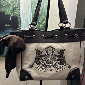 Juicy Couture brown& Cream Embroidered Tote Bag